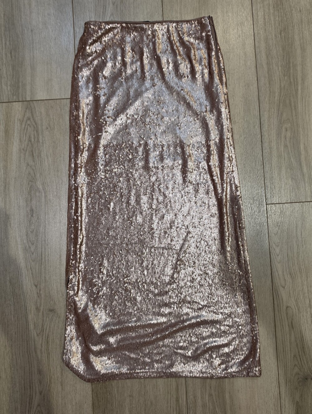 Zara Rose Gold Sequin Midi Skirt XS Sparkly Party Holiday Glam Pencil Skirt